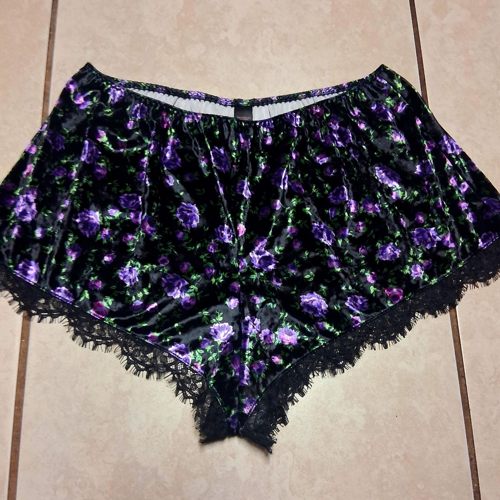 Victoria’s Secret  Floral Velvet Lace Trim Very Sexy Pajama Bottoms